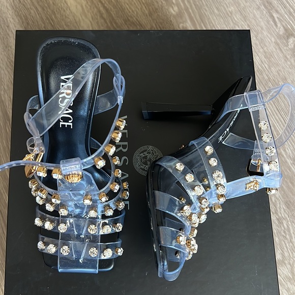 Versace Sandal Heels Jewels Sparkly_Versace Women's Embellished Caged Jelly - Picture 3 of 12